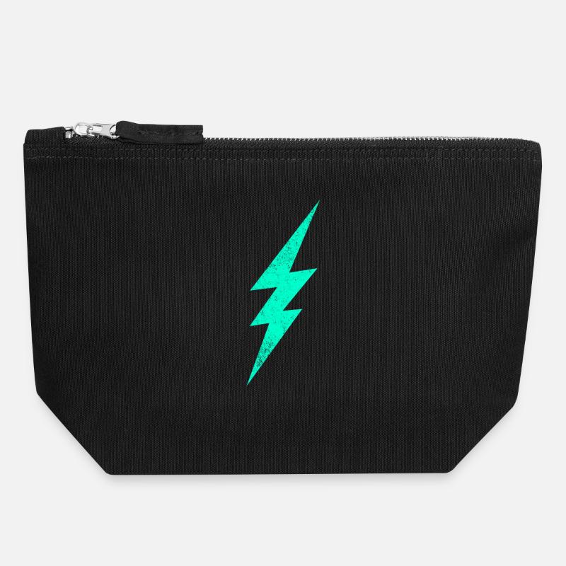 Electric flash graphic on trendy H interior - Canvas Zip Pouch 18 x 19 cm - black