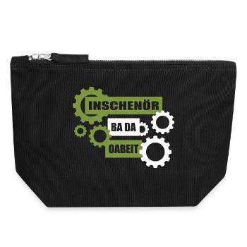 Inschenör ba da Oabeit, engineer at work - Canvas Zip Pouch 18 x 19 cm - black - Front