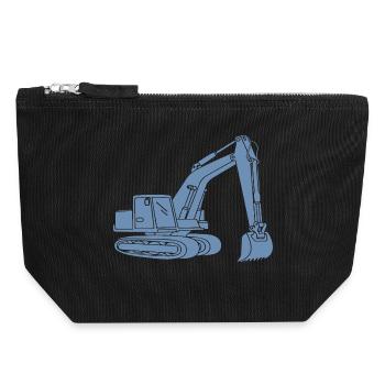 Pelle Silhouette Opérateur d’engins de construction Génie civil - Pochette zippée en toile 18 x 19 cm - noir - Devant