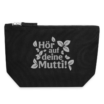 Écoutez votre maman ! - Pochette zippée en toile 18 x 19 cm - noir - Devant