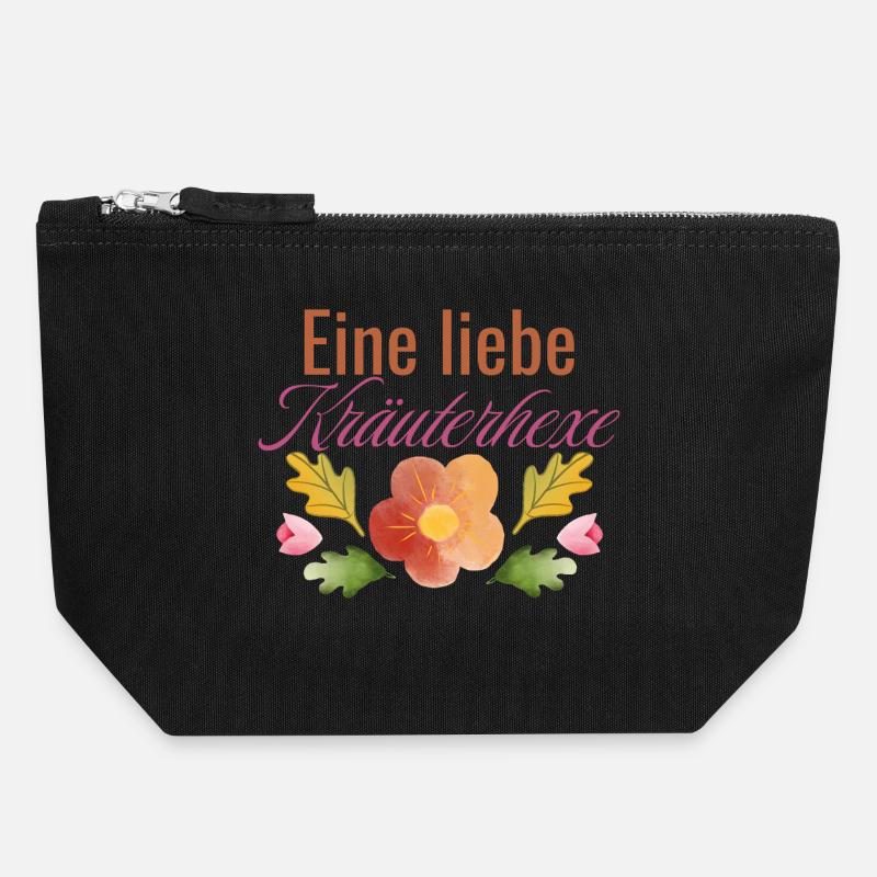 Conception d’herbes enchanteresse - Pochette zippée en toile 18 x 19 cm - noir