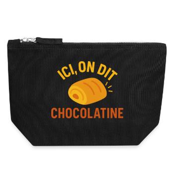 Ici on dit chocolatine - Pochette zippée en toile 18 x 19 cm - noir - Devant