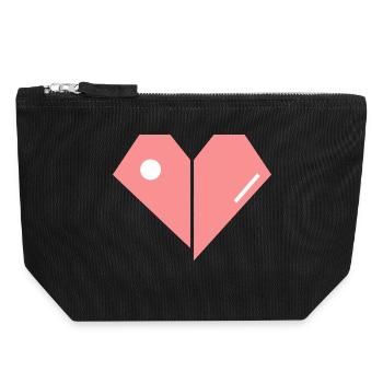 Zerbrochenes Pinkes Herz – Abstrakte Form - Canvas Reißverschluss-Täschchen (18 x 19 cm) - Schwarz - Vorne