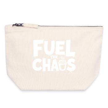 Alimentez le chaos Coffee Dicton pour les rebelles - Pochette zippée en toile 18 x 19 cm - blanc naturel - Devant