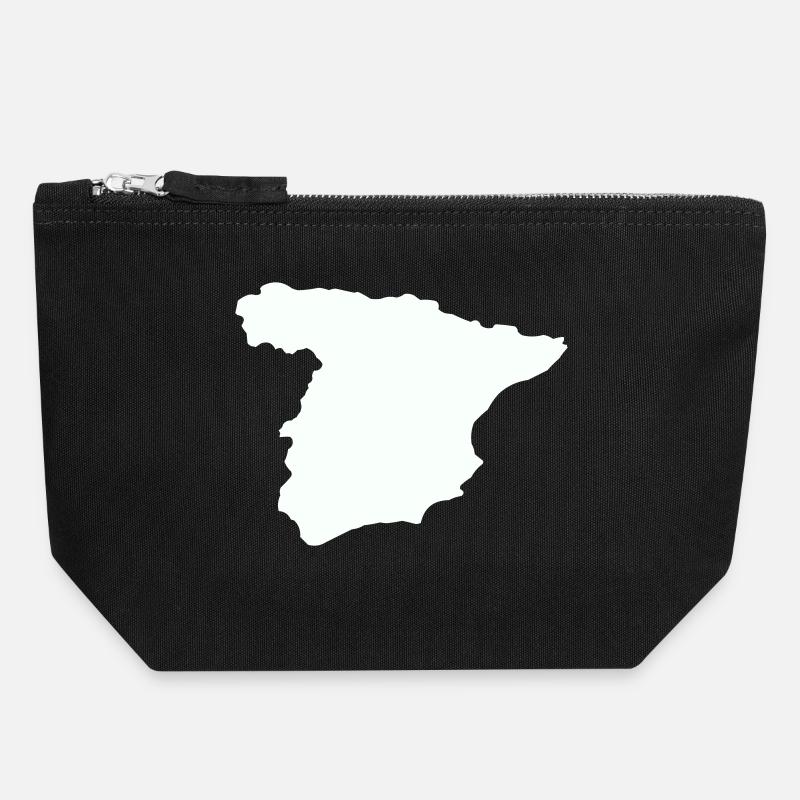 Spain Maps Silhouette Design - Canvas Zip Pouch 18 x 19 cm - black