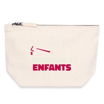 Maman de 3 Enfants Jauge Essence Humour Fatigue - Pochette zippée en toile 18 x 19 cm - blanc naturel - Devant