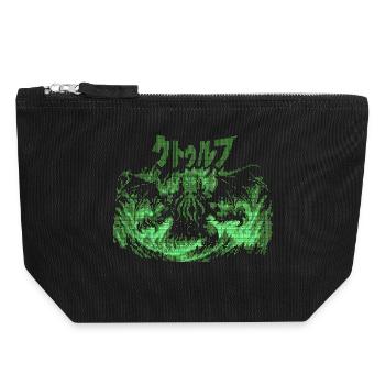 Cthulhu Pixel CRT Neon Green - Canvas Reißverschluss-Täschchen (18 x 19 cm) - Schwarz - Vorne