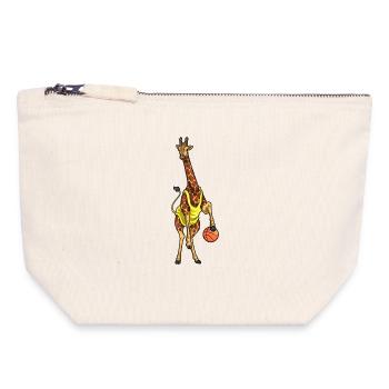 Giraffe Basketballspieler Baskeball - Canvas Reißverschluss-Täschchen (18 x 19 cm) - Naturweiß - Vorne