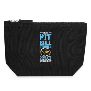 My Bull Terrier – Coolest Dog Design - Canvas Zip Pouch 18 x 19 cm - black - Front