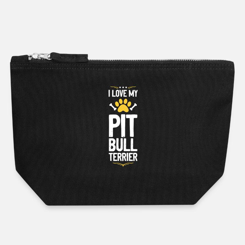 Ich liebe Pitbull Terrier - Canvas Reißverschluss-Täschchen (18 x 19 cm) - Schwarz
