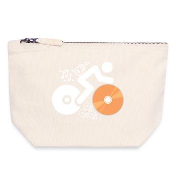 DJ Figure avec disques et notes musicales - Pochette zippée en toile 18 x 19 cm - blanc naturel - Devant