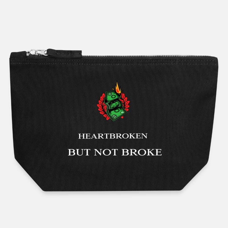 heartbroken_but_not_broke - Canvas Reißverschluss-Täschchen (18 x 19 cm) - Schwarz