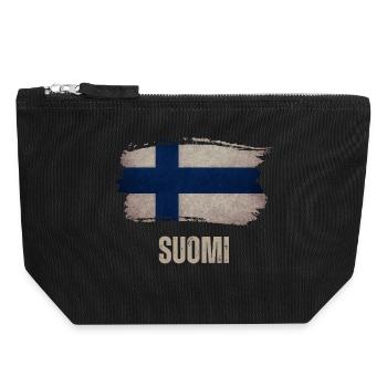 Grunge flag of Finland, vintage Finland - Canvas Zip Pouch 18 x 19 cm - black - Front