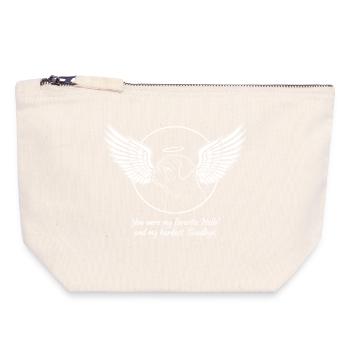 Pug Dog Cloud Angel Wings Farewell Mourning - Canvas Zip Pouch 18 x 19 cm - nature - Front