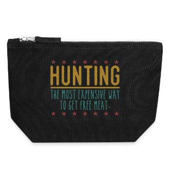 Jäger Lustiger Spruch – Gratis Fleisch Design - Canvas Reißverschluss-Täschchen (18 x 19 cm) - Schwarz - Vorne
