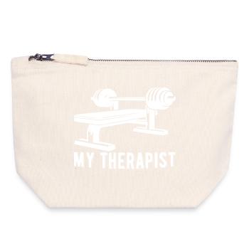 My Therapist Bench Press Gym Body Building Funny - Canvas Zip Pouch 18 x 19 cm - nature - Front