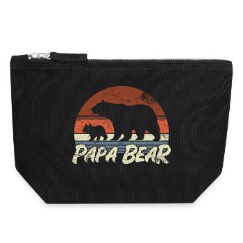 Papa Ours - Cadeau de la fête des pères - Pochette zippée en toile 18 x 19 cm - noir - Devant