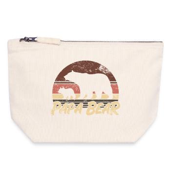 Papa Ours - Cadeau de la fête des pères - Pochette zippée en toile 18 x 19 cm - blanc naturel - Devant