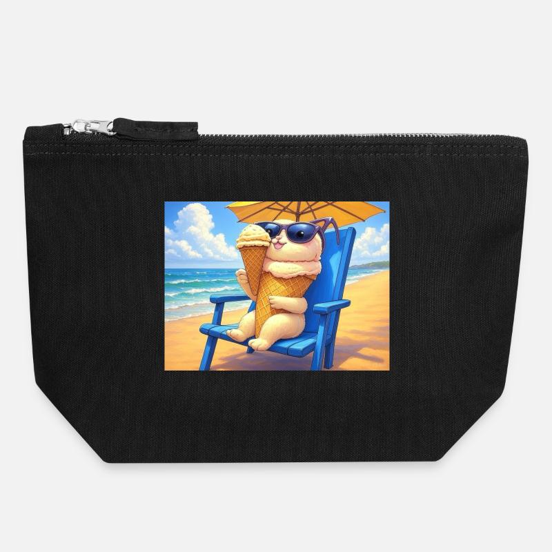 Strand Bunny Eiscreme Sonnenbrille - Canvas Zip Pouch 18 x 19 cm - black