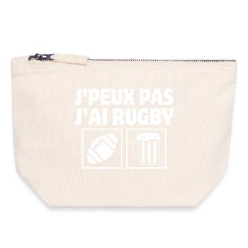 rugby, fan de rugby, rugby humour, rugby sport - Pochette zippée en toile 18 x 19 cm - blanc naturel - Devant