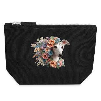 Flowers Galgo Heart No2 - Canvas Zip Pouch 18 x 19 cm - black - Front