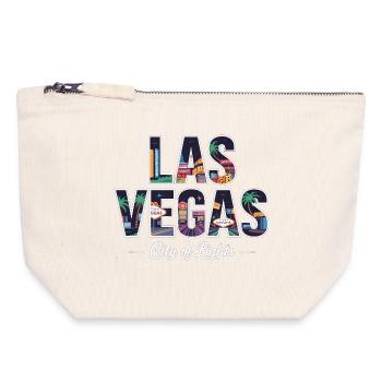Las Vegas Ville Lumière – Casino Rétro - Pochette zippée en toile 18 x 19 cm - blanc naturel - Devant