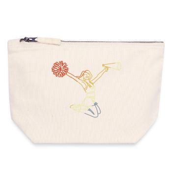 Sketch rétro de pom-pom girl - Pochette zippée en toile 18 x 19 cm - blanc naturel - Devant