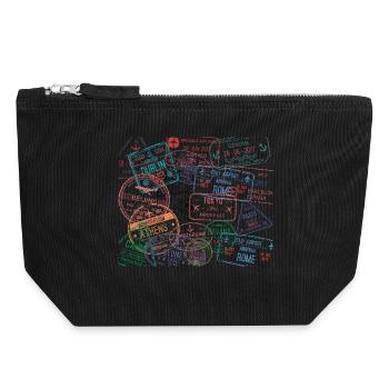 Autour du monde Airport Passport Stamp Visa - Pochette zippée en toile 18 x 19 cm - noir - Devant