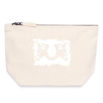 Sports équestres - Fers à cheval - Pochette zippée en toile 18 x 19 cm - blanc naturel - Devant