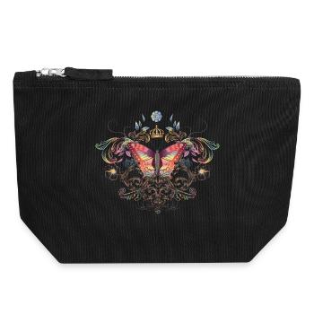 imaginative butterfly with crown - Canvas Zip Pouch 18 x 19 cm - black - Front