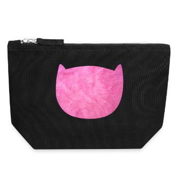 Katze Flausch Pelz Fell pink Fan Katzenliebe - Canvas Reißverschluss-Täschchen (18 x 19 cm) - Schwarz - Vorne
