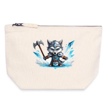 Viking Wolf Warrior - Canvas Reißverschluss-Täschchen (18 x 19 cm) - Naturweiß - Vorne