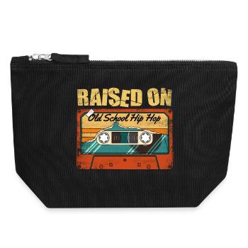 Élevé avec le hip-hop old school des années 80 style rap des années 90 - Pochette zippée en toile 18 x 19 cm - noir - Devant