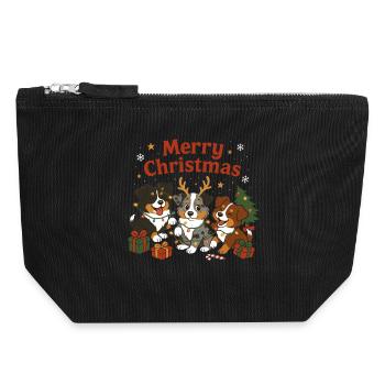 Mignon berger australien Noël Design - Pochette zippée en toile 18 x 19 cm - noir - Devant