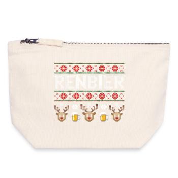 Conception du festival de la bière de renne - Pochette zippée en toile 18 x 19 cm - blanc naturel - Devant