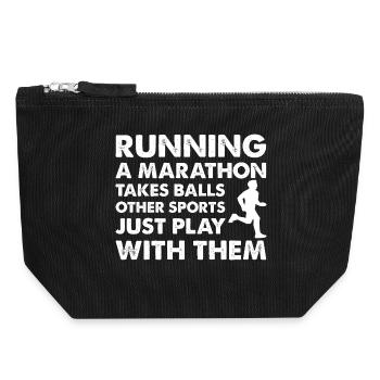 Marathon Runner Running A Marathon Takes Balls - Canvas Reißverschluss-Täschchen (18 x 19 cm) - Schwarz - Vorne