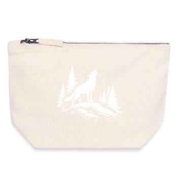 Loup Puissant et Nature - Pochette zippée en toile 18 x 19 cm - blanc naturel - Devant