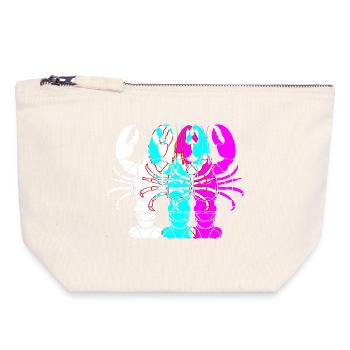 Homard épineux, fruits de mer, homard, homard - Pochette zippée en toile 18 x 19 cm - blanc naturel - Devant