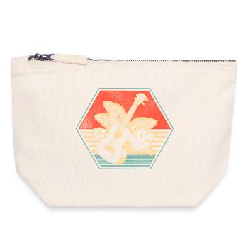 Hawaiian Ukulele Uke Retro Vintage - Canvas Zip Pouch 18 x 19 cm - nature - Front