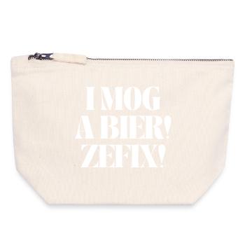 I mog a Bier! Zefix! - Canvas Reißverschluss-Täschchen (18 x 19 cm) - Naturweiß - Vorne