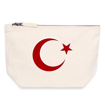 Roter Mond-Stern Motiv Türkei - Canvas Reißverschluss-Täschchen (18 x 19 cm) - Naturweiß - Vorne
