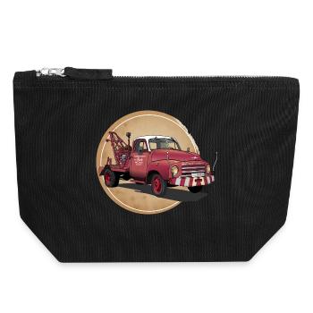 Abschleppwagen Oldtimer - Canvas Reißverschluss-Täschchen (18 x 19 cm) - Schwarz - Vorne