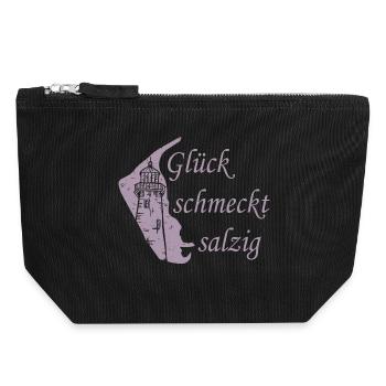 Glück schmeckt salzig – Amrum Nordsee Insel Design - Canvas Reißverschluss-Täschchen (18 x 19 cm) - Schwarz - Vorne
