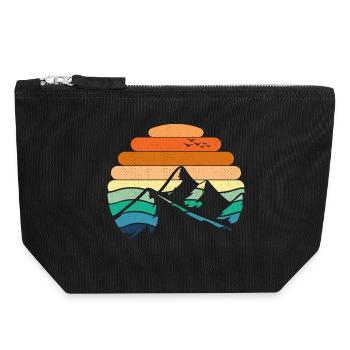 Mountain Landscape Sunset - Canvas Zip Pouch 18 x 19 cm - black - Front