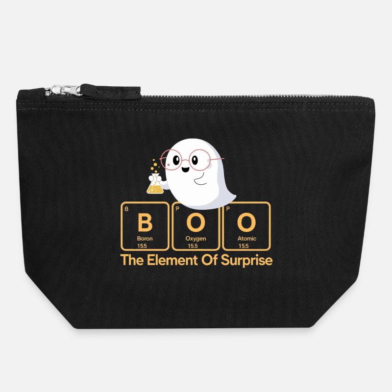 Elemental Boo Ghost Tee - Canvas Zip Pouch 18 x 19 cm - black