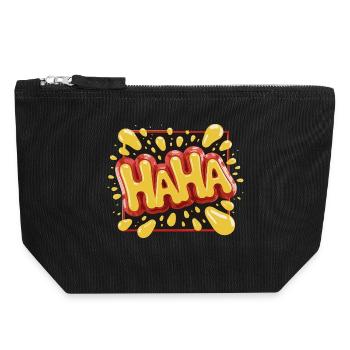 Vibrant Comic Style Haha Design - Canvas Zip Pouch 18 x 19 cm - black - Front