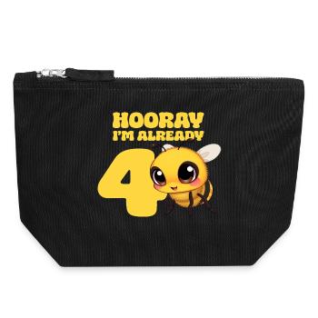 Biene - Hourra j’ai déjà 4 ans - Pochette zippée en toile 18 x 19 cm - noir - Devant