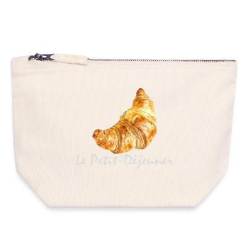 Croissant French Breakfast Design - Canvas Zip Pouch 18 x 19 cm - nature - Front