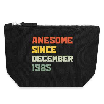 1985 December Retro Vintage Birthday Gift - Canvas Zip Pouch 18 x 19 cm - black - Front