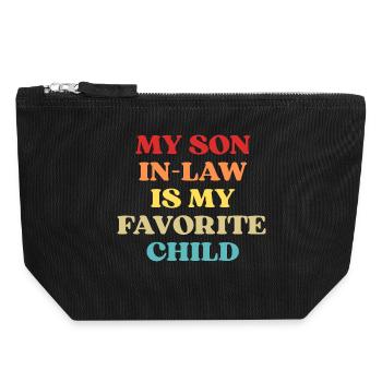 Funny Quote My Son In-Law Favorite Child - Canvas Zip Pouch 18 x 19 cm - black - Front